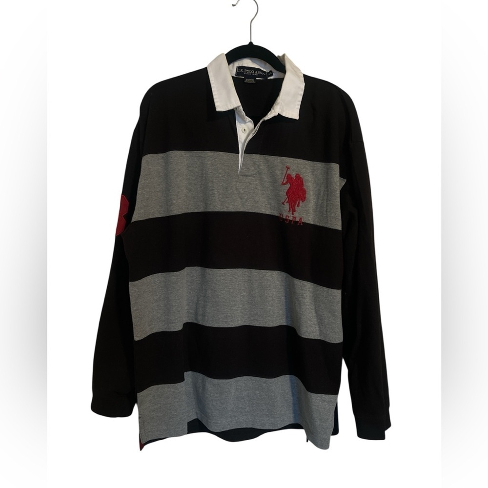 U.S. Polo Assn. Black and Gray Striped Shirt